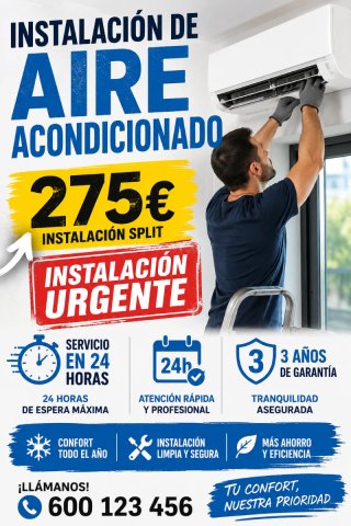 Aire acondicionado instalador urgente