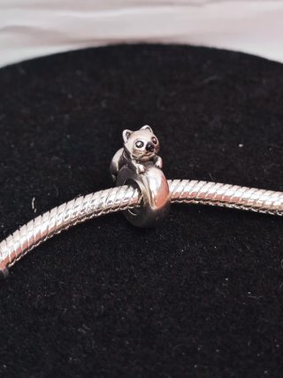 Charm Gato Plata S925 Tope Silicona para  Pandora