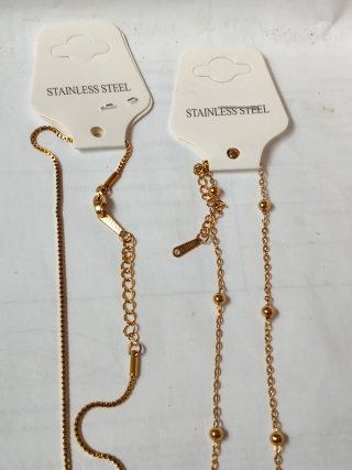 2 Gargantillas Acero Inoxidable Baño Oro 18k