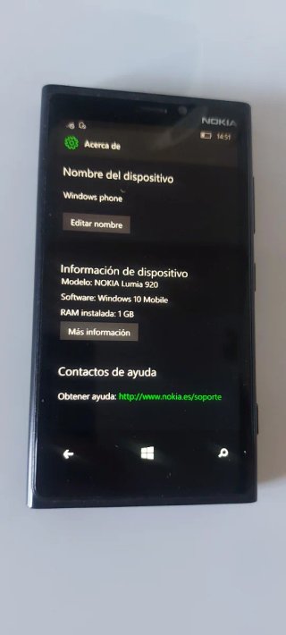 Nokia Lumia 920 Windows 10 Phone Negro