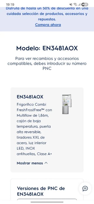 Frigorífico Combi Electrolux No Frost