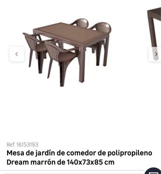 Mesa y 4 Sillas Exterior Plástico
