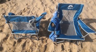 Sillas plegables playa y sombrilla