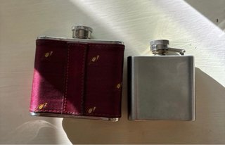 Set 2 Fiaschette Vintage Acciaio e Pelle