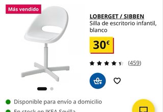 Silla de escritorio infantil blanca