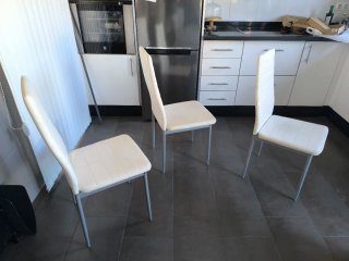 4 Sillas Comedor Blancas Piel Sintética