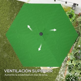 Toldo Recambio Sombrilla 3m UV30+ Verde Ventilado