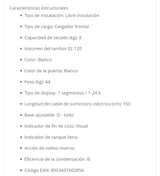 Secadora Whirlpool 8kg
