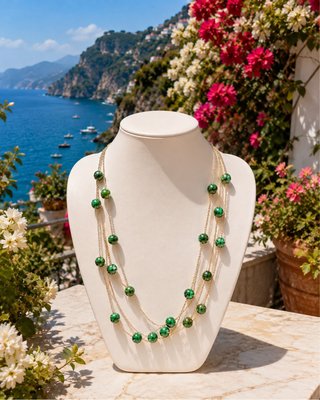 Bellissima collana pietre dure oro e verdi