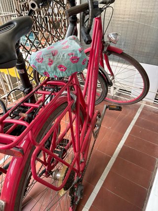 Bici Excelsior 7 marchas roja sillín piel marrón