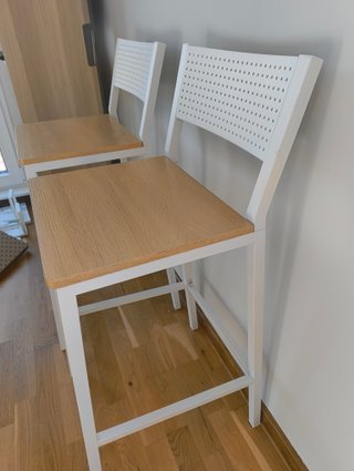 2 Taburetes Altos Madera y Metal