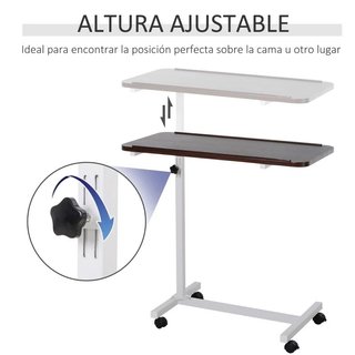 Mesa Sofá con Ruedas Ajustable Nogal Oscuro