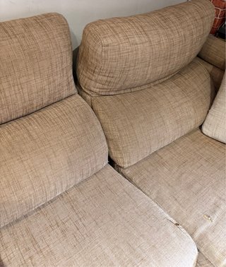Sofá extensible tela beige/marrón
