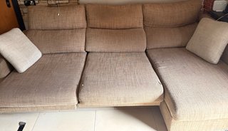 Sofá extensible tela beige/marrón