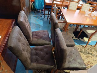 SET 4 SILLAS COMEDOR PIEL SINTÉTICA MARRÓN