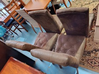 SET 4 SILLAS COMEDOR PIEL SINTÉTICA MARRÓN