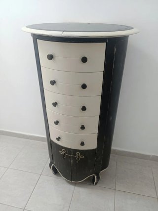 Mueble joyero alto blanco y negro 125cm