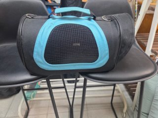 Transportín para perro negro y azul