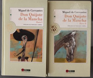 Confezione di quadri e libri del Don Chisciotte