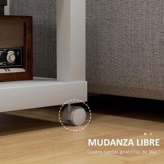 Mesa Auxiliar con Ruedas Estante Abierto 40x40