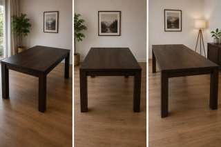 Mesa de comedor de madera oscura