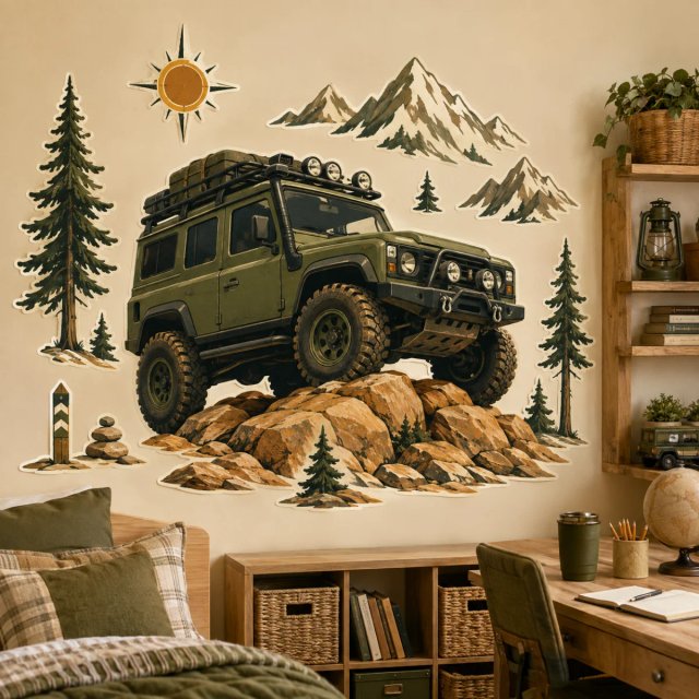 Vinilo Pared Todoterreno 4x4 Montañas