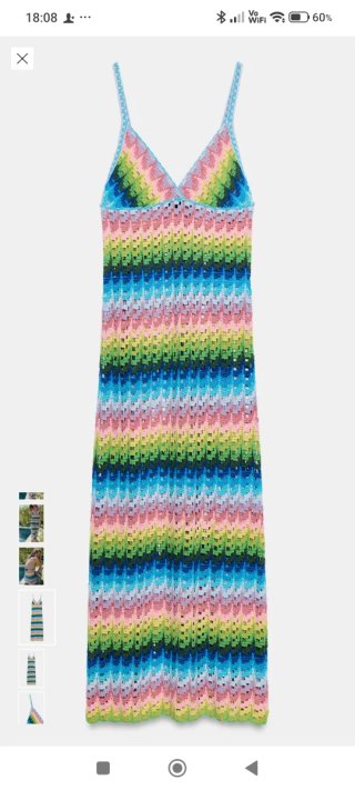 Vestido largo Zara punto tirantes multicolor