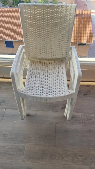 4 Sillas Blancas Terraza/Jardín Plástico