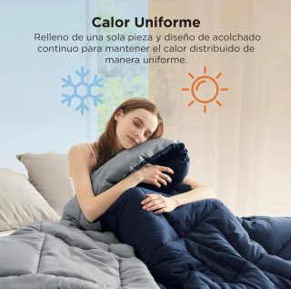 Edredón reversible 200x200 cm azul/gris