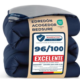 Edredón reversible 200x200 cm azul/gris