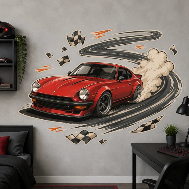 Vinilo Pared Coche Deportivo Drift