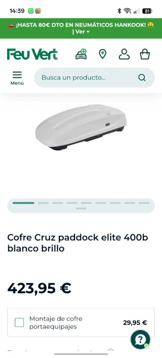 Baúl cofre con su vaca techo coche blanco 400l