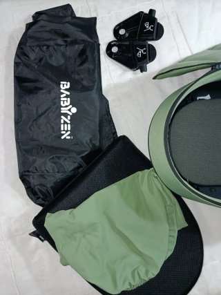 Capazo Babyzen Yoyo, verde, con funda y sabana