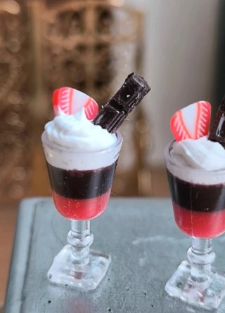 2 Copas postre miniaturas casa muñecas