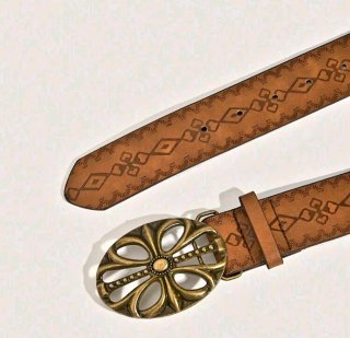 Cinturón Vintage Boho Marrón y Dorado