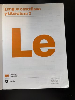 Lengua castellana y literatura 2, Le Bachillerato