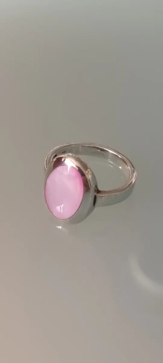 Anel Vintage Prata e Madrepérola Rosa