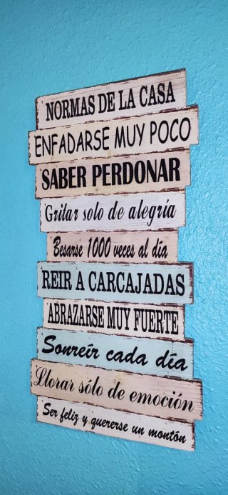 Cartel Normas de la Casa cuadro  Madera