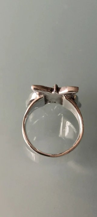 Anel Vintage Prata e Turquesa Borboleta