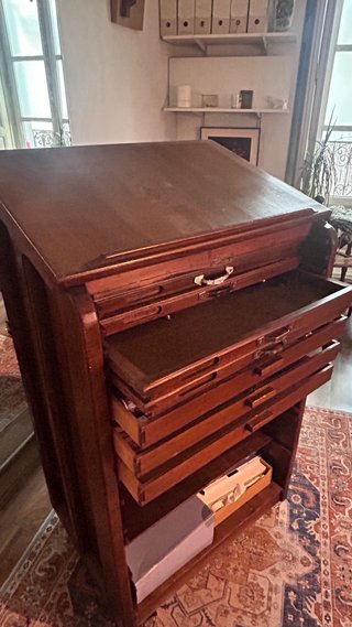 Mueble de imprenta antiguo madera y metal