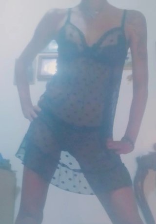 Vestaglia sexy in pizzo e fantasia a pois