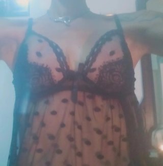 Vestaglia sexy in pizzo e fantasia a pois