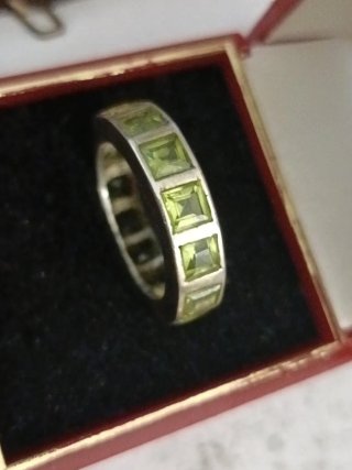 Anillo Plata  Piedras Verdes