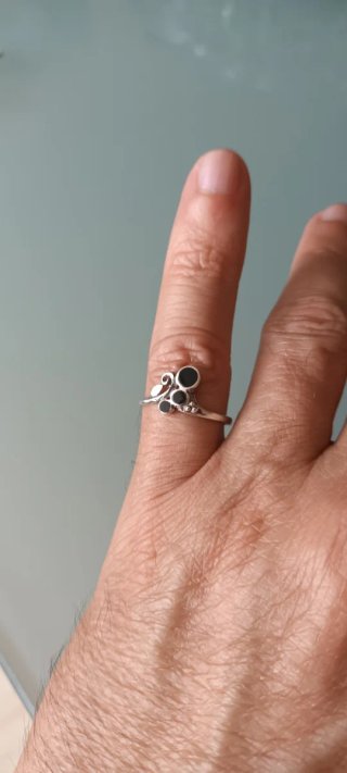 Anel Vintage Prata e Onix