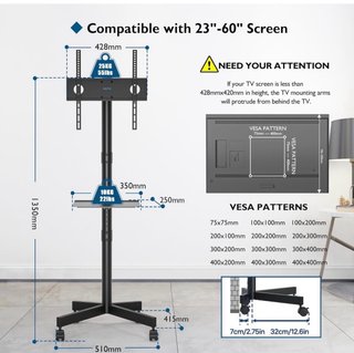Soporte TV BONTEC con Ruedas Negro