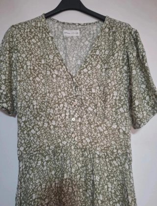 Vestido estampado floral verde y blanco