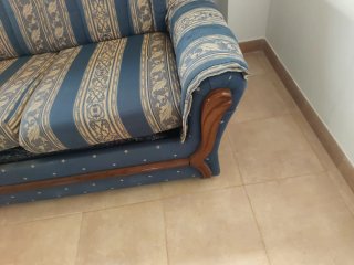 Sofá cama tela y madera