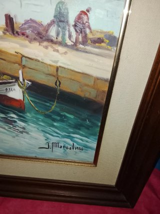 Cuadro J.Marsal 1986 Puerto Barcos Coleccionismo