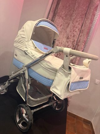 Carro de bebé 2 piezas blanco y azul