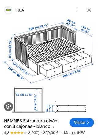 Cama nido Ikea Hemnes madera blanca